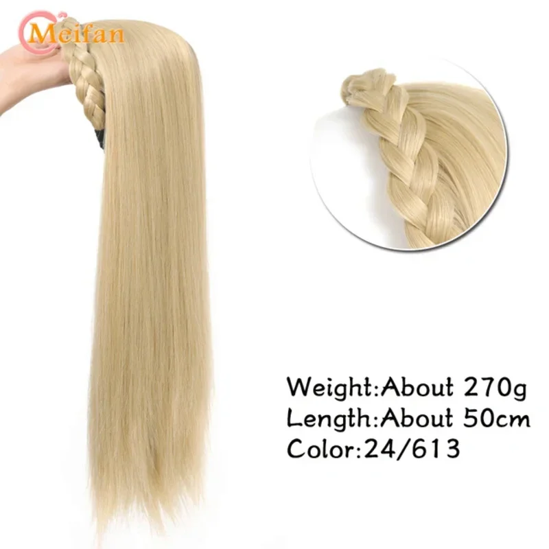 MEIFAN Synthetic Long Water Wavy Headband Wig Clip in Hair Extension Fluffy Natural Half Wig Daily Straight Wig With HairBand E