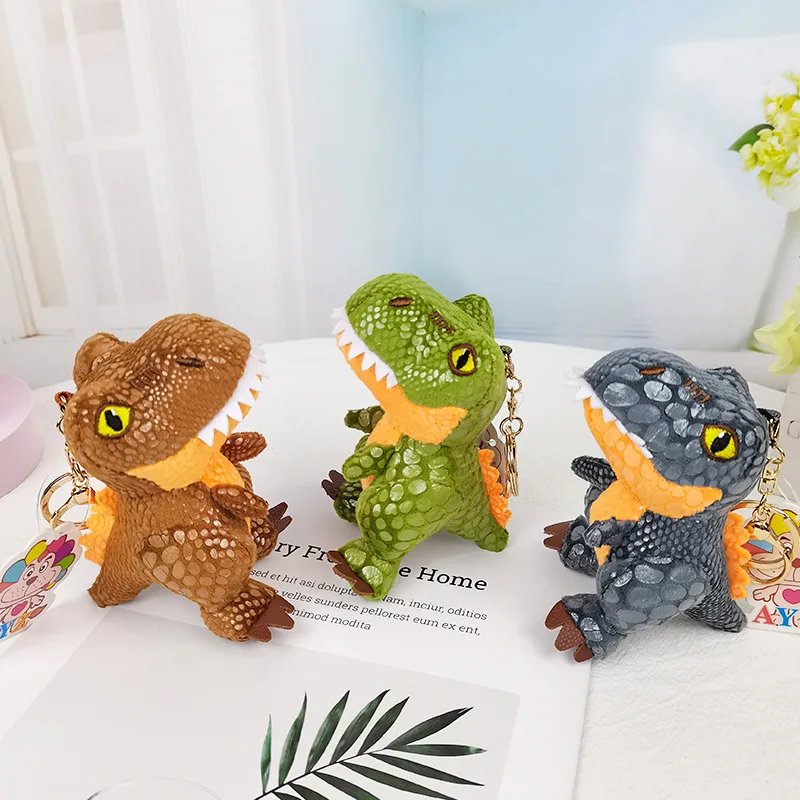 Cute Dinosaur Animal Plush Tyrannosaurus Rex Keychain Backpack Decor Soft Stuffed Toys Pendants Children Cartoon Dolls Gift