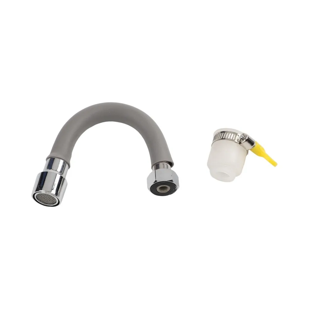 360 Degree Rotatable Faucet Extension Hose Constructed from Stainless Steel and Heat Resistant Silicone Tubing