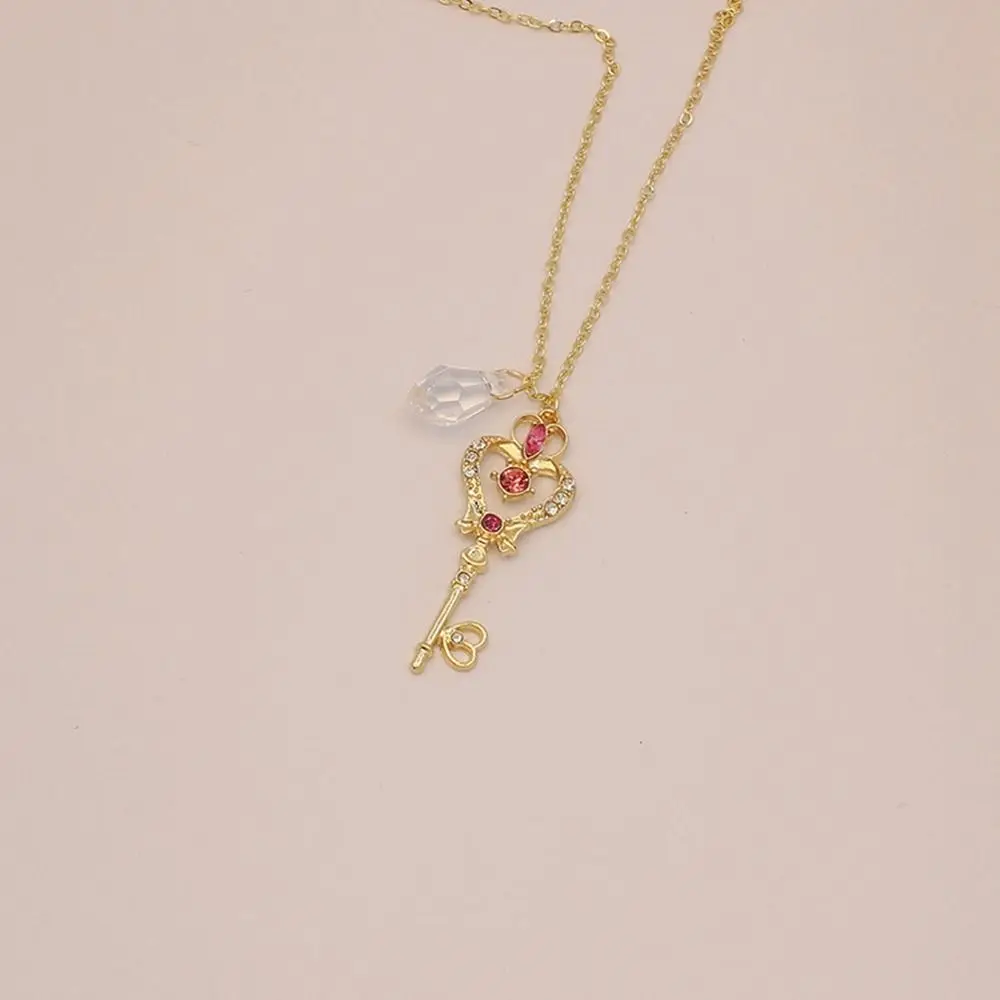 

Fashion Metal Anime Necklace Cosplay Props Jewelry Magic Wand Crystal Necklace DIY Crystal Cosplay Pendant Girl