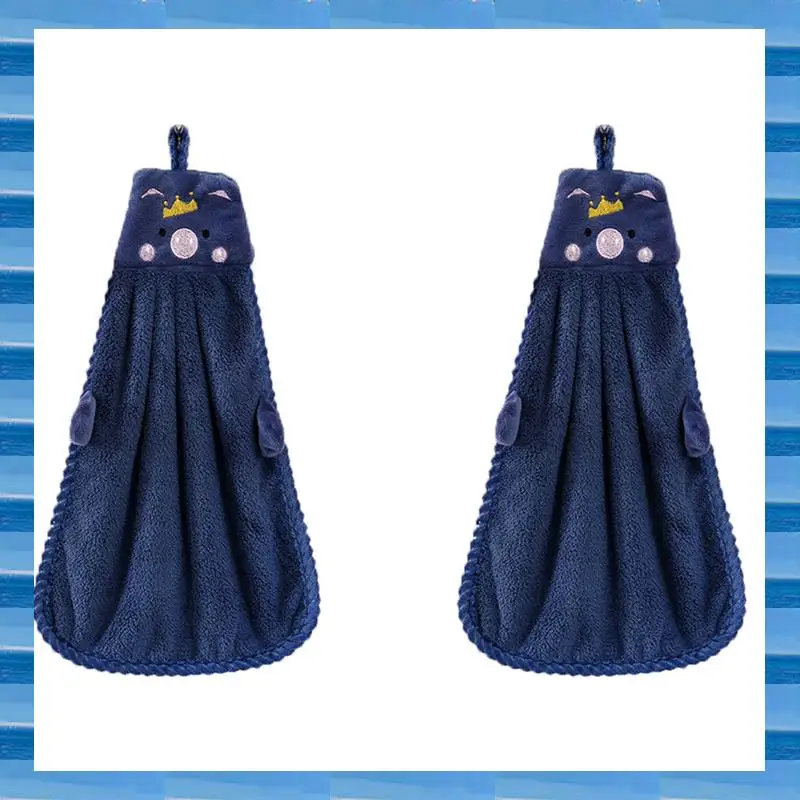 

AT53 2X полотенце для рук для кухни, ванной комнаты, коралловый бархат, микрофибра, быстросохнущие впитывающие салфетки для чистки, банные махровые полотенца-синие