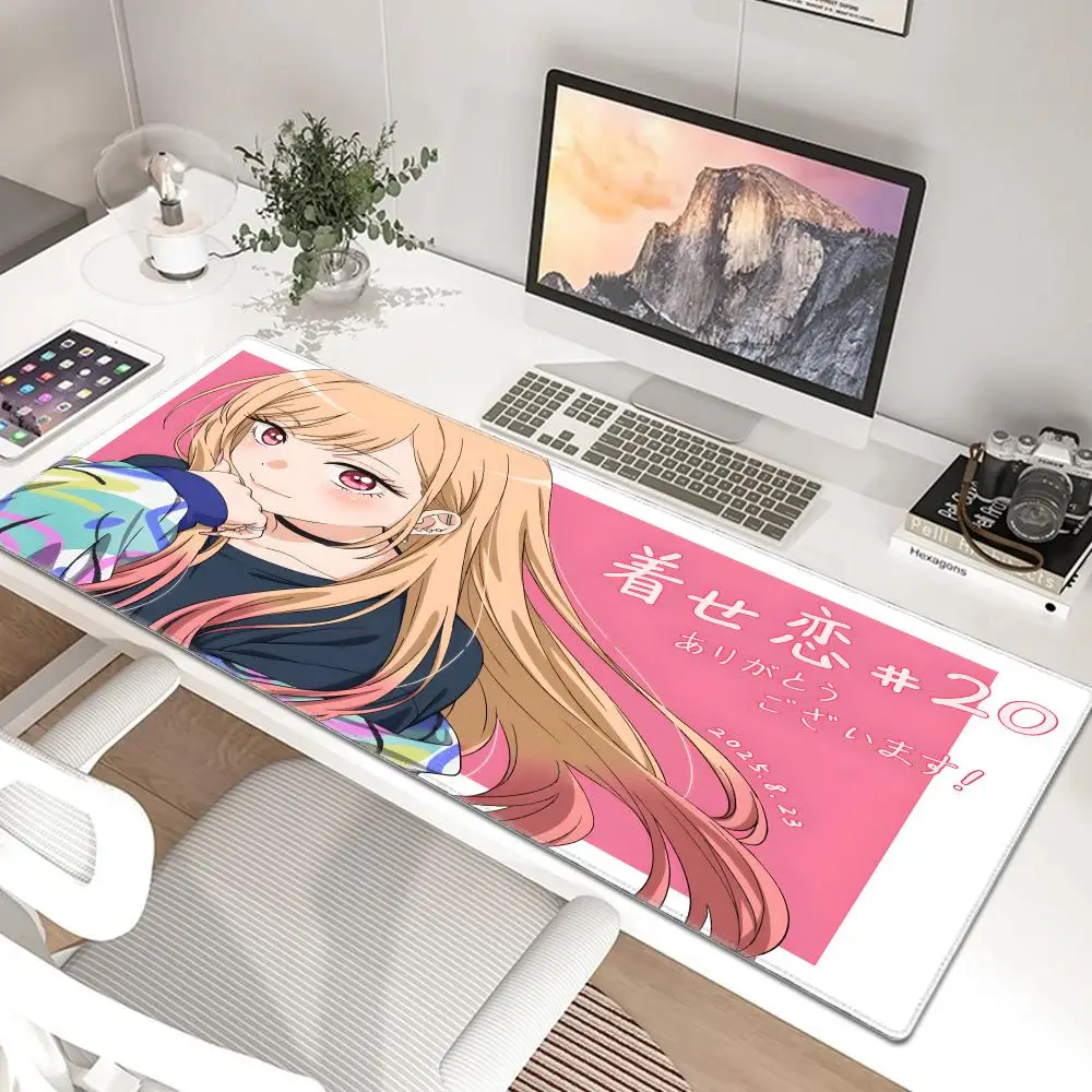 Cute Anime Kitagawa Marin M-My Dress-Up Darling Mouse Pad Large Gaming Mousepad with Stitched Edges Thickened Desk Mat PC