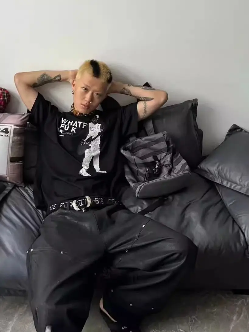 

American Trendy Brand Guitarist Slogan Spoof Letter Printing Pure Cotton Short-sleeved T-shirt Men and Women Loose Couple Top T