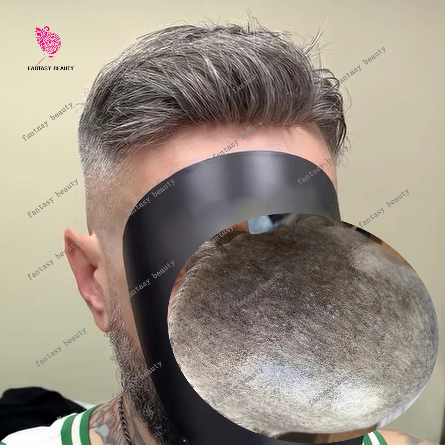 

Natural Hairline Super Durable Thin Skin PU Microskin Toupee Grey 1B65 1B80 Dark Brown Man Human Hair System Capillary Prosthesi