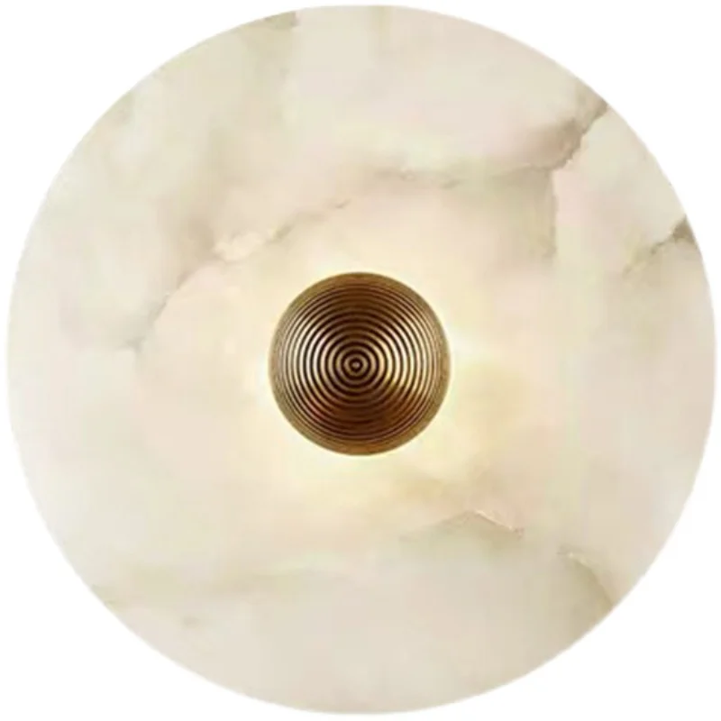

Very simple round marble entrance living room bedroom bedside lamp modern corridor aisle background wall wall lamp