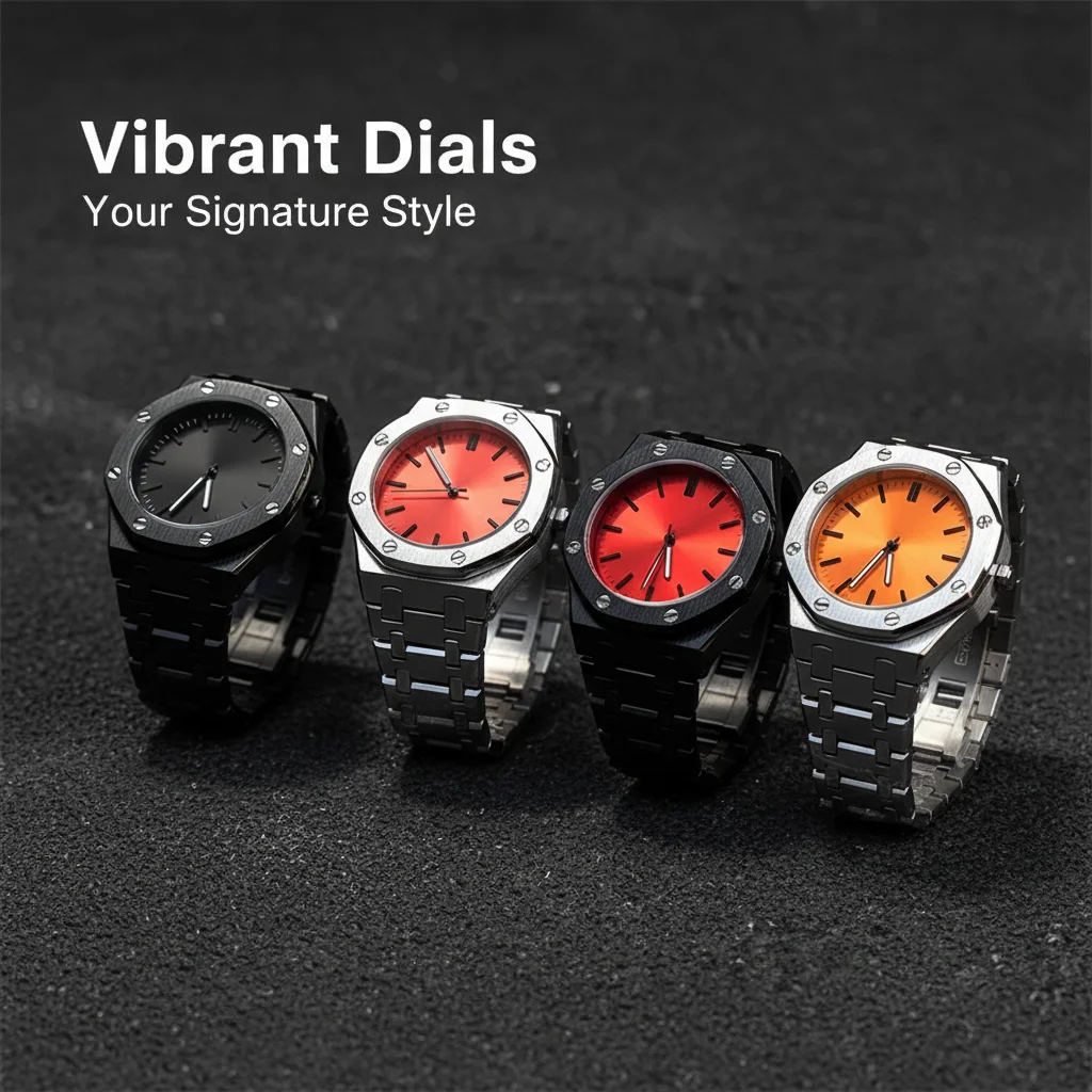 

2025 Trendy Men’s Waterproof Watch Fashion Metal Strap Gradient Dial Quartz Wristwatch For Student Casual Style