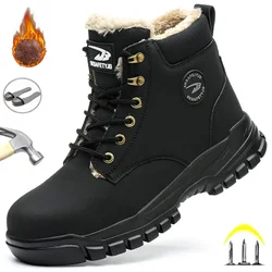 Latest 2024 Fashion Winter Warm Men Work Safety Boots Waterproof Indestructible Steel Toe Cap Shoes Sneakers Male Footwear