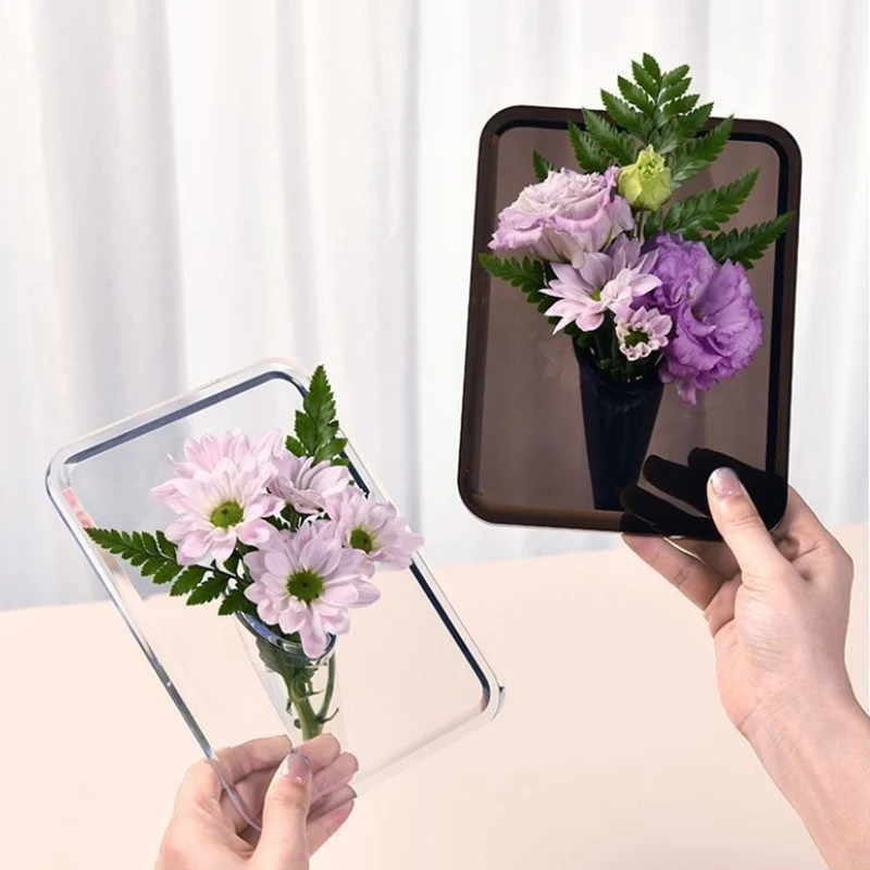 Acrylic Photo Frame Vase Modern Hydroponic Flower Vase Desktop Plant Holder Ornaments Home Gifts Wedding Table Center Decoration