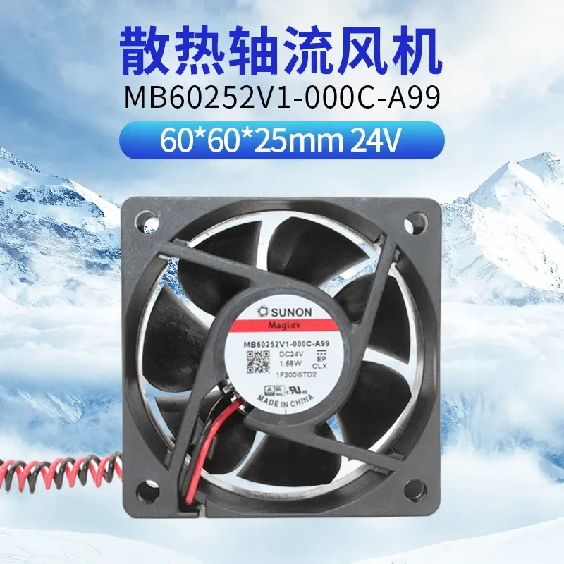 SUNON MB60252V1-000C-A99 DC24V 1.68W New Original 6025 Built-in Quasi-High Speed Fan for Electronics Cooling
