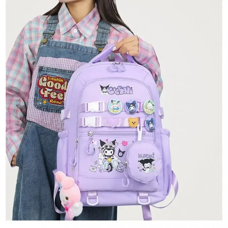 

Детский рюкзак для девочек, школьная сумка Kuromi Cinnamoroll, большая вместимость, водонепроницаемый, дышащий, свежий, милый, My Melody