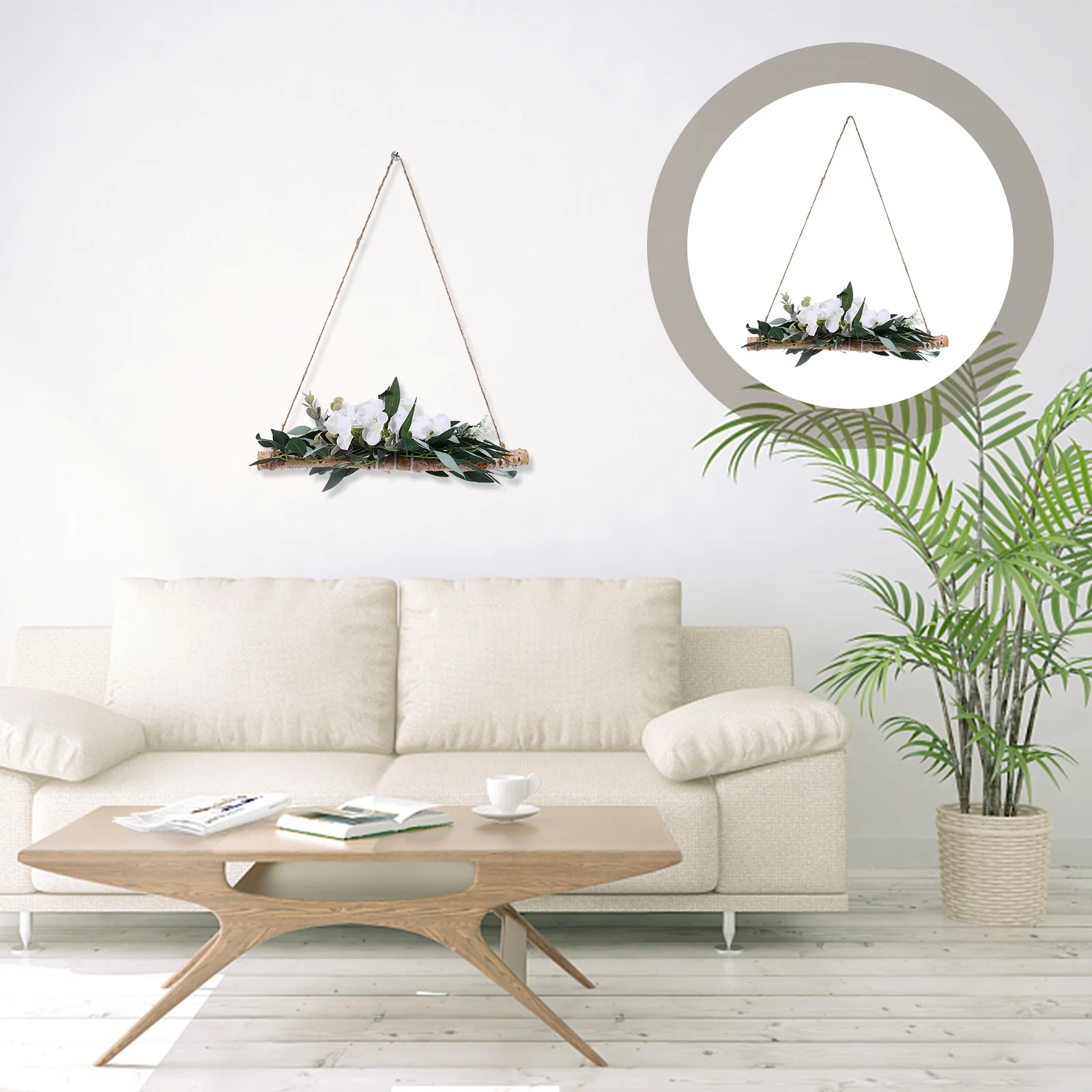 

Wooden Simulated Green Plant Hanging Decor Natural Pendant For Home Party Decoration Wall Plants Decor Decorative Wall Pendant