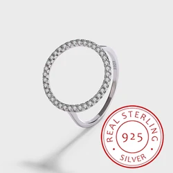 Fashionable and Personalized European and American Micro-set Circle Diamond Simple Hollow Ring with Versatile Temperament