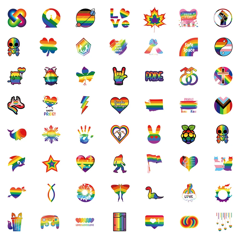 Desenhos animados Pride Parade Adesivos, Engraçado Rainbow Graffiti Etiqueta, Garrafa De Água, Caixa Do Telefone, Notebook, Cool Decals Decor, 10Pcs, 30 Pcs, 55 Pcs, 110Pcs