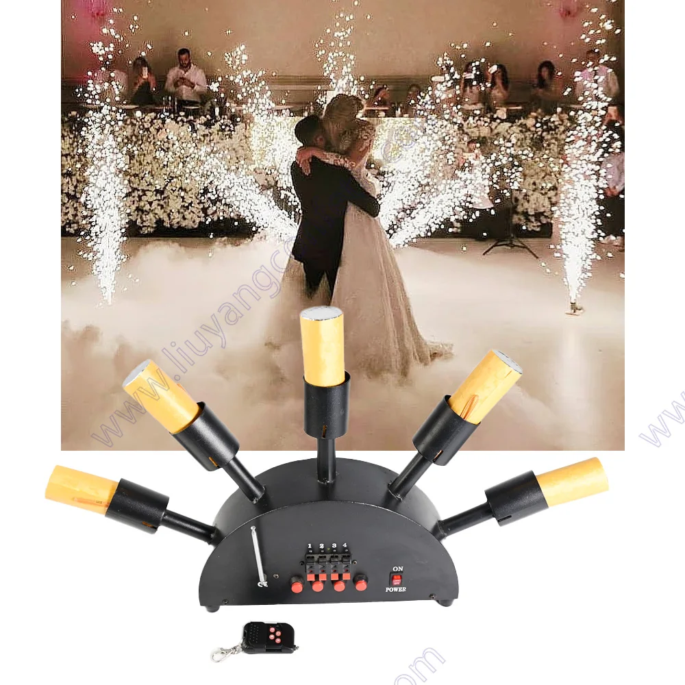ウェディング線香花火 DMX コントロール特別機器 Dj ディスコ 5 ショット扇形リモートステージ噴水効果パーティーコールドスパークマシン