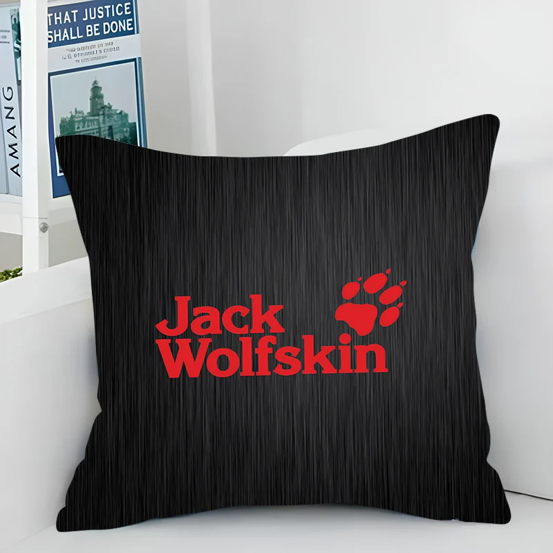 Square Pillowcase Home Decor Living Bedroom Sofa Cushion Cover Double-sided Printing Short Plush J-Jack W-Wolfskins Black Pillow