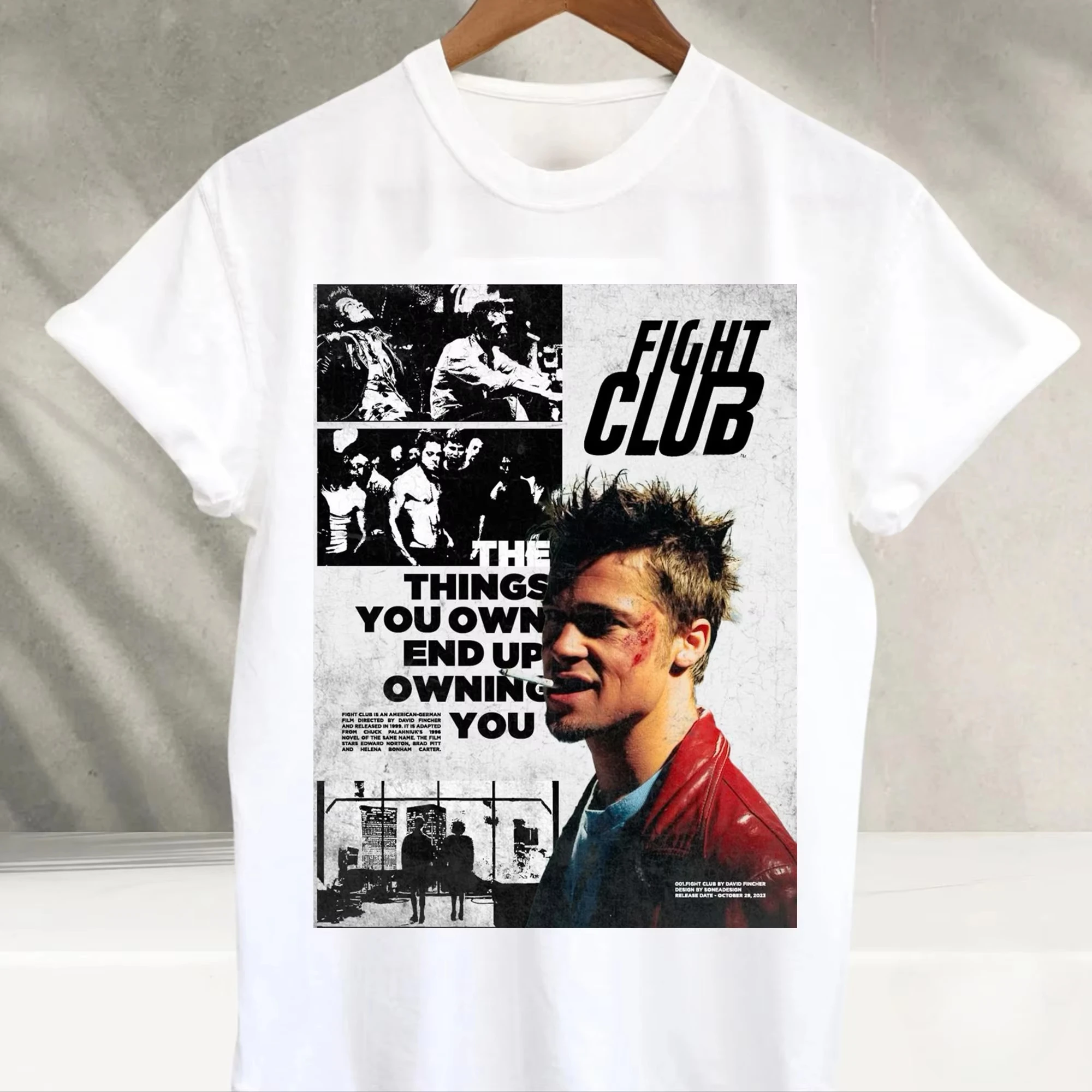 2026 TV Fight Club Movie Graphic Print T-shirt Men's Women's Oversized Casual Vintage Retro Cotton Short Sleeve Tees Unisex