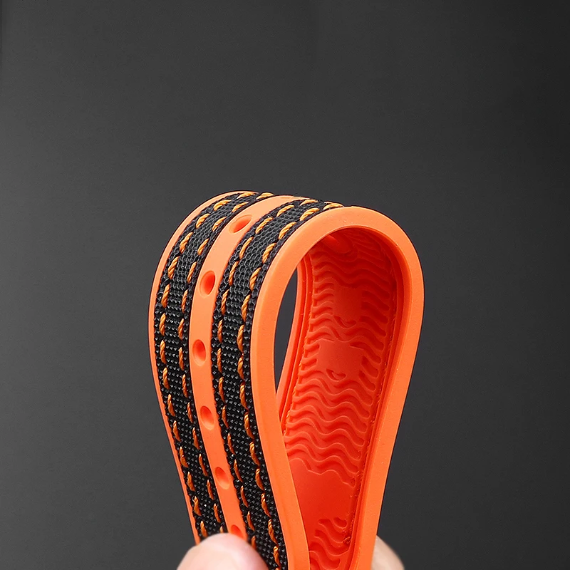 20mm 21mm 22mm para Omega Seamaster 300 Planet Ocean 600 correa de reloj de goma de nailon silicona 9900 naranja impermeable correa de reloj para hombres