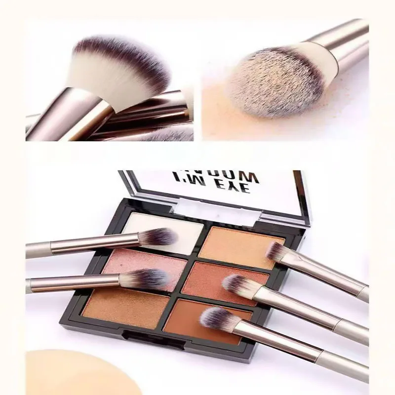 10 pièces pinceaux de maquillage nez contour ombre à paupières brosse Champagne or voyage pinceaux de maquillage pour tous HZS11