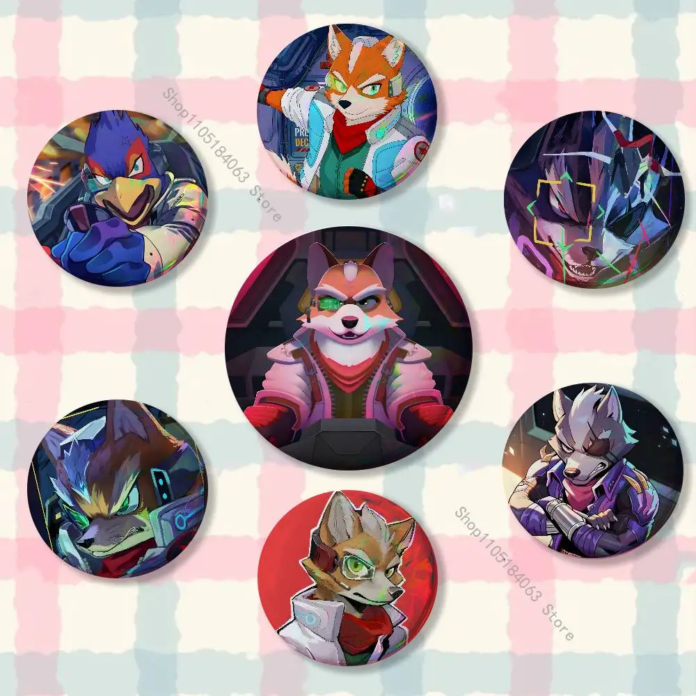 S-Star Game Fox Badge on Backpack Clothes decoration Tinplate Round Brooch Funny Custom Gifts for Friend