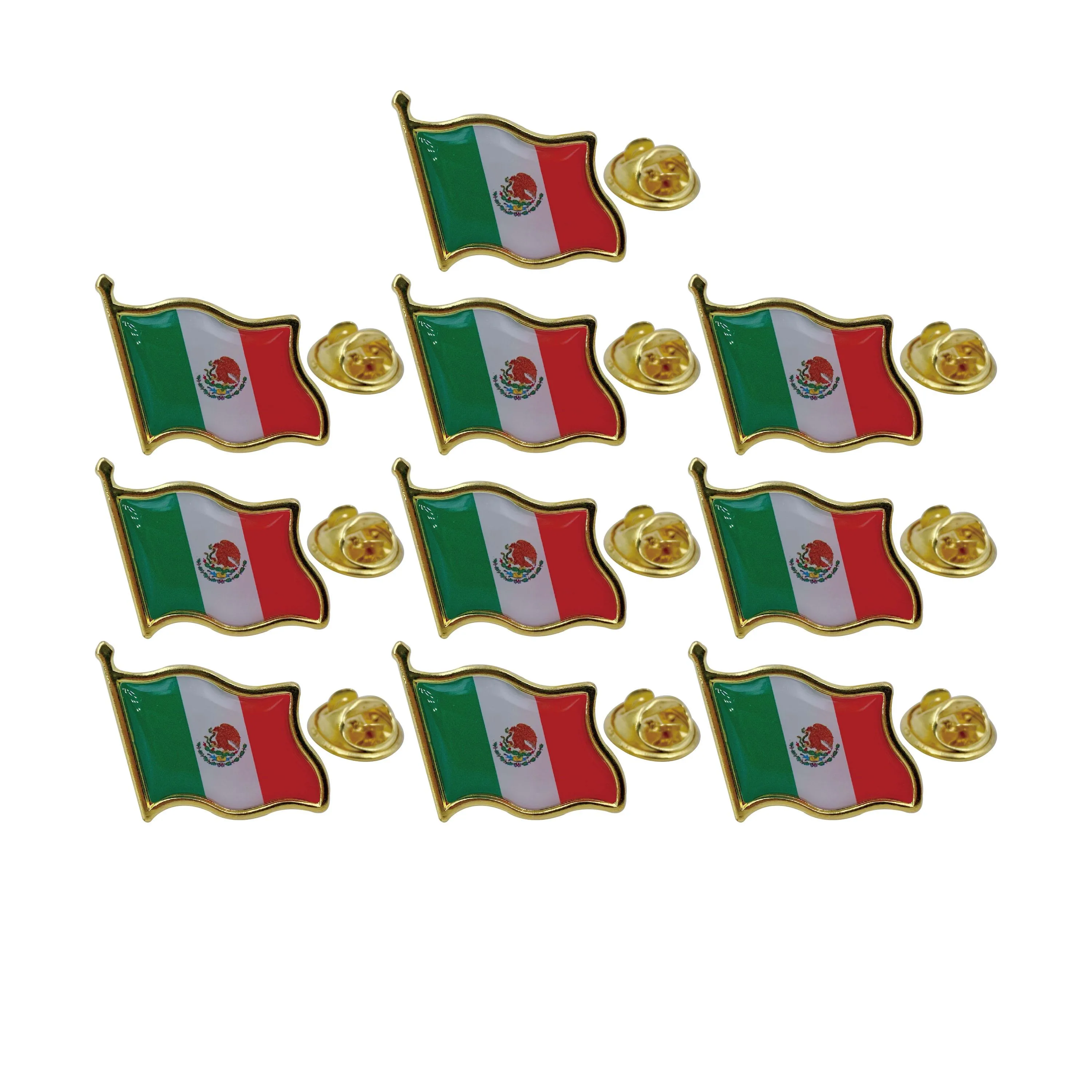 Pins de metal con la bandera de México, pins con la bandera mexicana MX ondeando, pins patrióticos de amistad, serie de souvenirs al por mayor