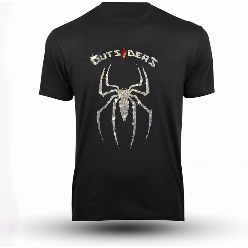 Luxury Mens Quality T-Shirts Casual Short Sleeve Clothing Tee Tops O-Neck Spider Rhinestone Tirp Tshirt Y2k Oversized S-3XL New