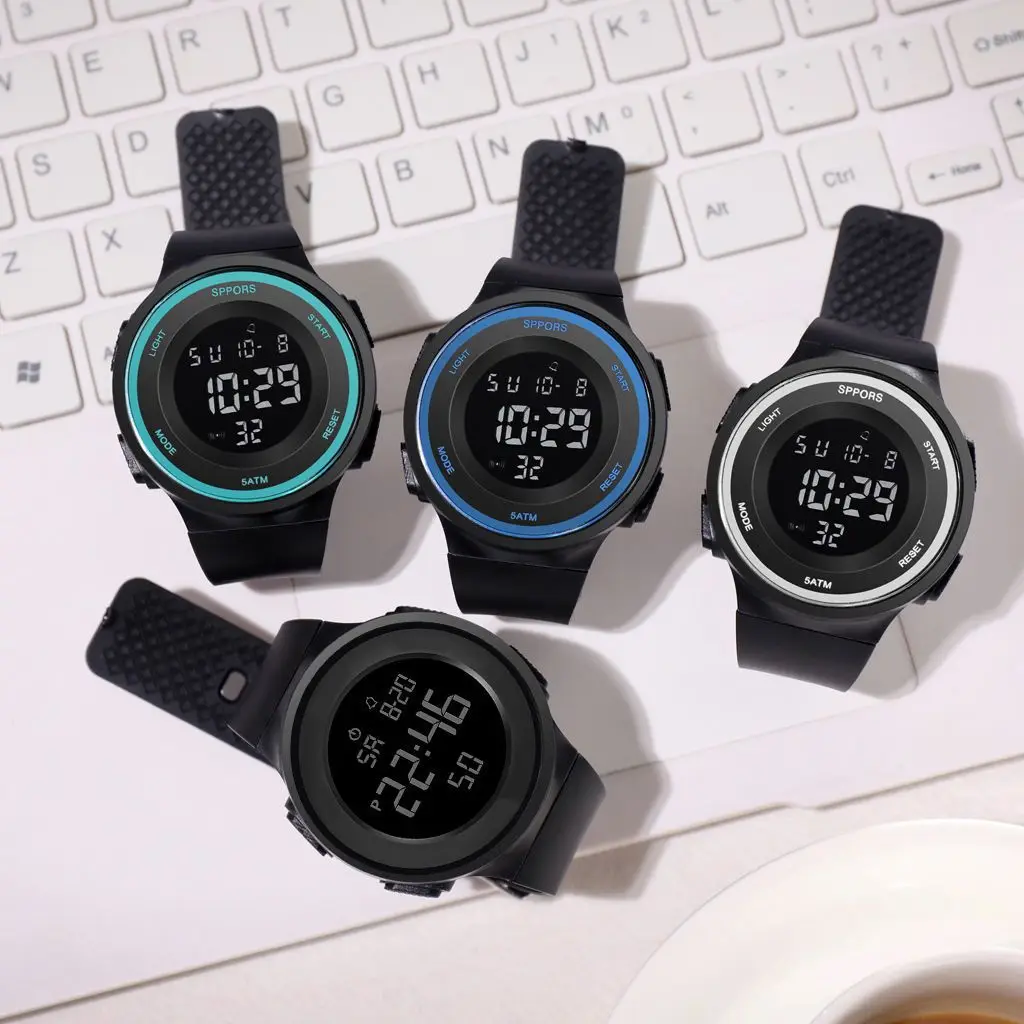 Часы наручные мужские цифровые в стиле милитари, многофункциональные спортивные водонепроницаемые, студенческие электронные