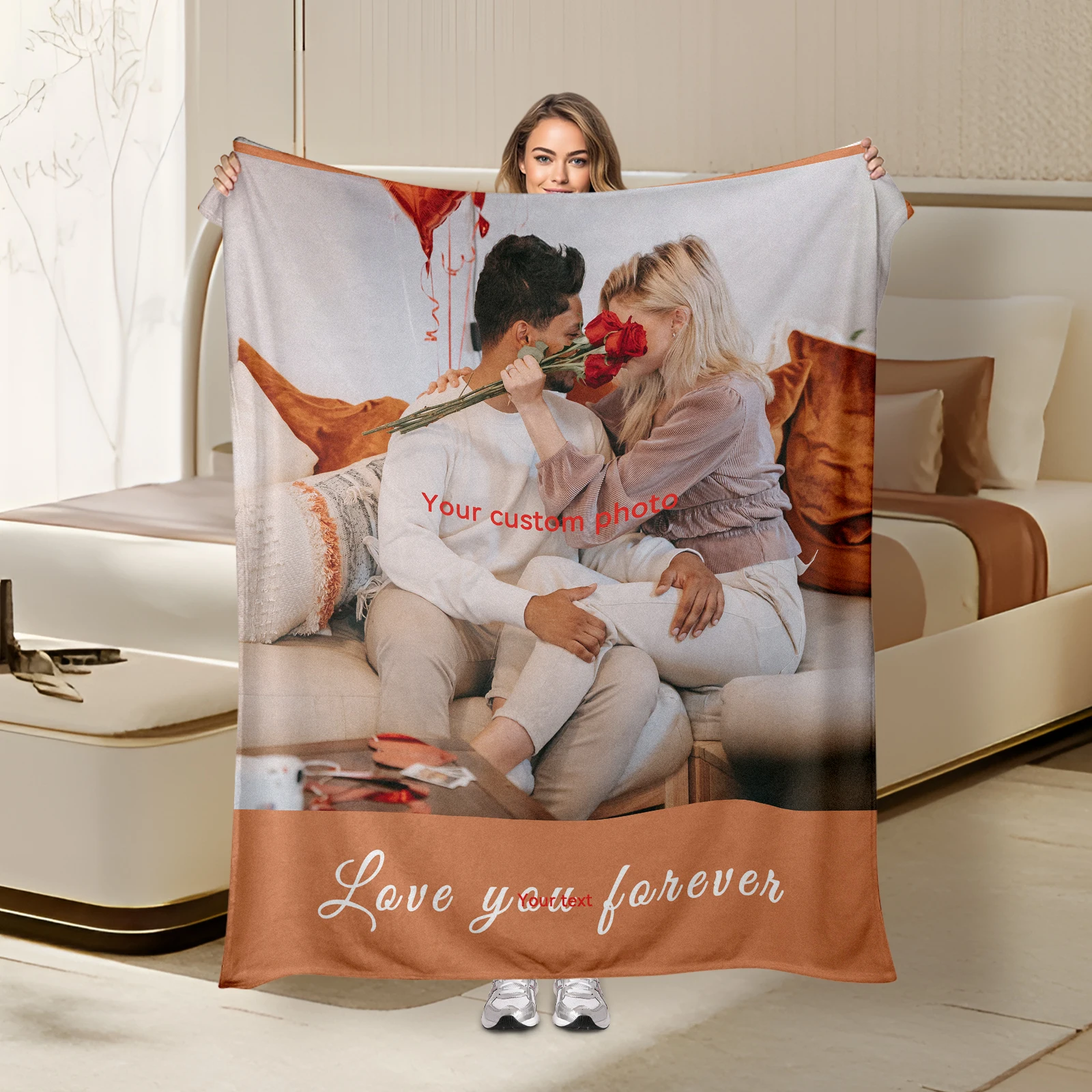 Custom Flannel Blanket For Valentine's Day Allowing Unique Image And Text To Cherish Special Memories