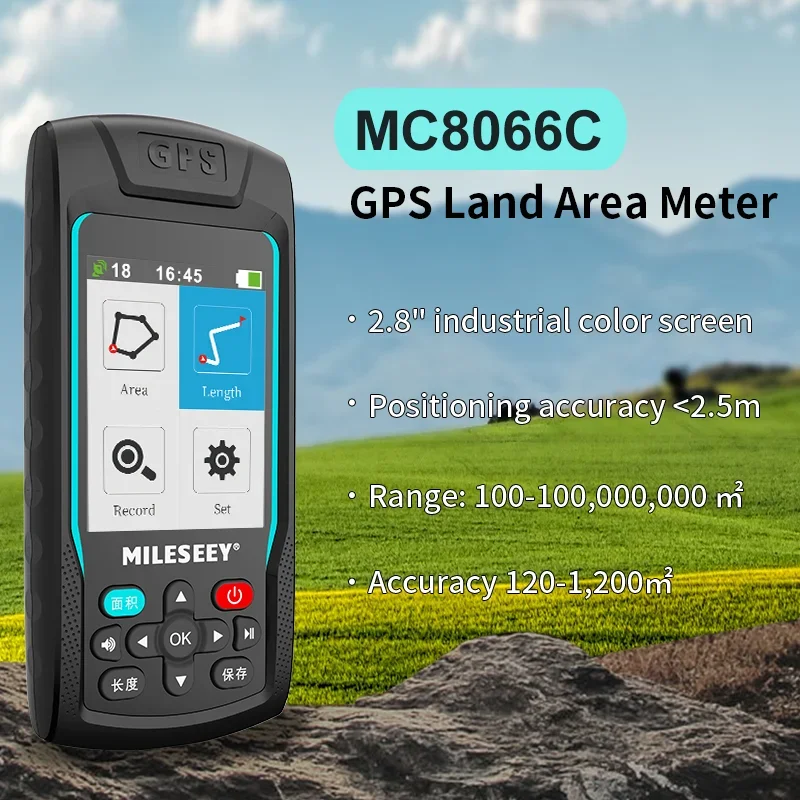 MC8066 GPS Land Measure Meter Plough Area Survey 2.8 Inch LCD Farmland Length Longitude Latitude Altitude Measuring