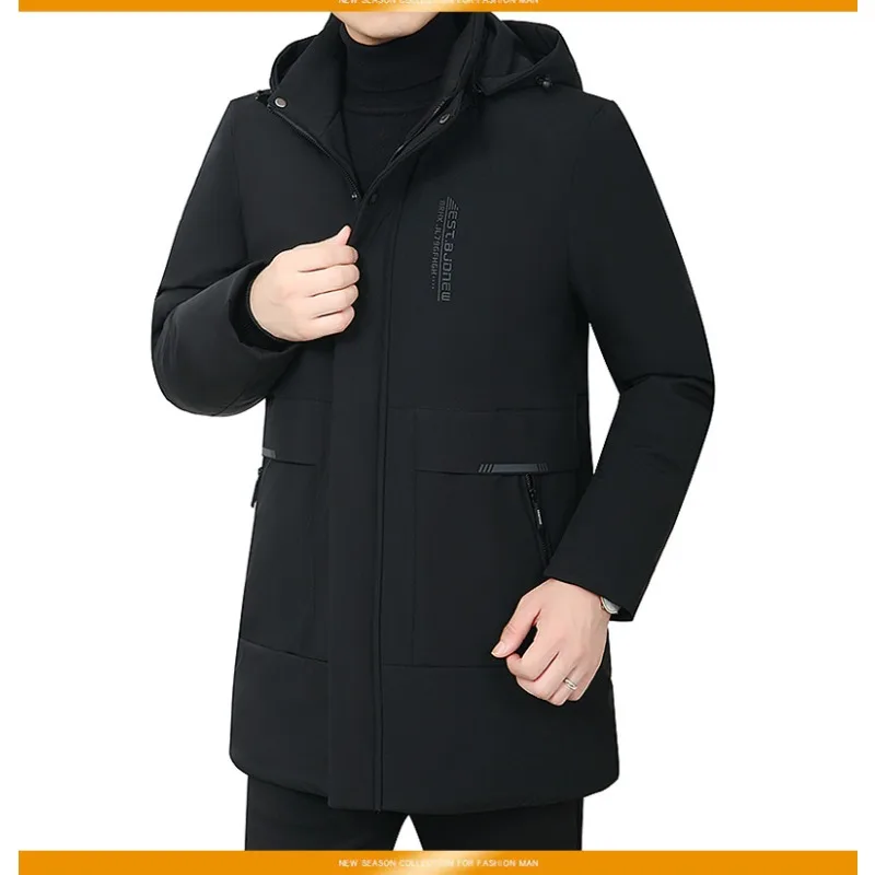 Men Long Thickened Parkas Winter Jacket Luxury Warm Coat Zipper Windproof Windbreaker Thick Cotton-padded Jacket Men Clothing
