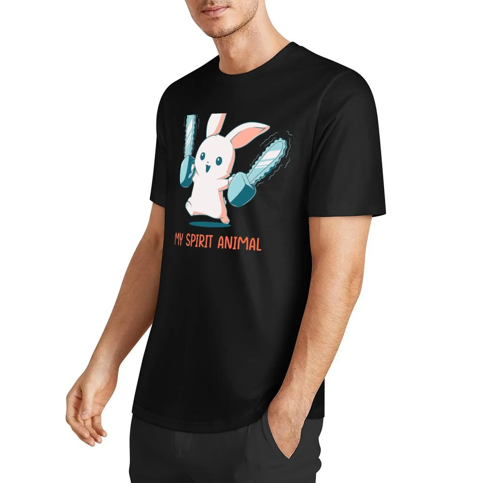 Rabbit with Chainsaws, My Spirit Animal cute Rabbit with Chainsaw T-Shirt customs design your own summer top tshirts for men