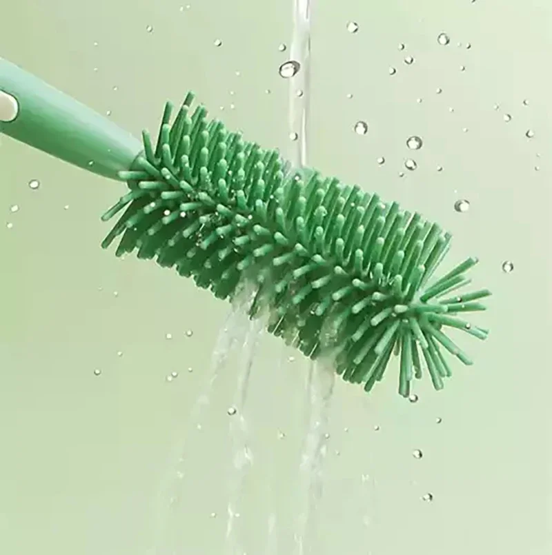 Baby Bottle Brush Set 3 in 1 Silicone Baby Bottle Cleaner Pacifier Brush with Stand Portable Straw Glass Cup Cleaner Brush view 3
