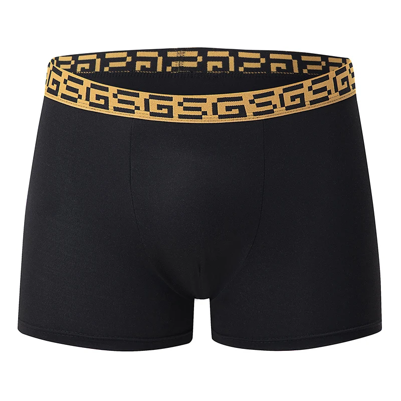 5-piece Set Of Men's Black Classic Elastic Waisted Underwear Quick Drying Comfortable Sporty Youth Trend Flat Corner Pants
