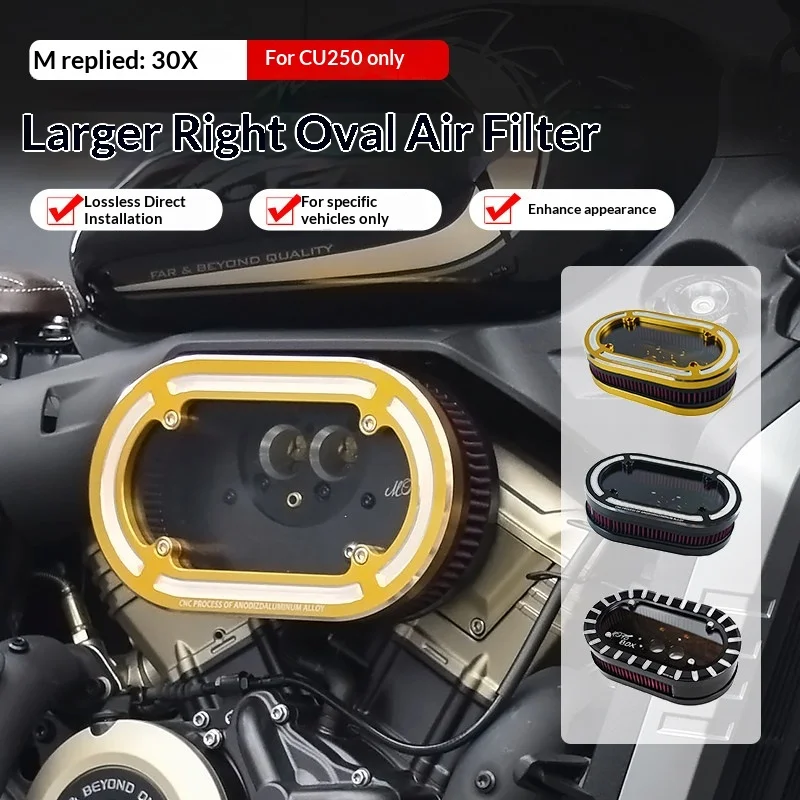【Premium】For VOGE CU250 Modified Vintage Style: Larger Elliptical Transparent Air Filter, Right-Side Air Filter Decorative Acces