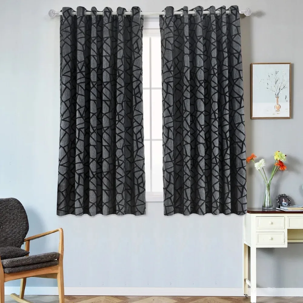 

Short Modern Curtain Living Room Window Kitchen Grommet Top Treatments Semi-Blackout Ready Made for Bedroom