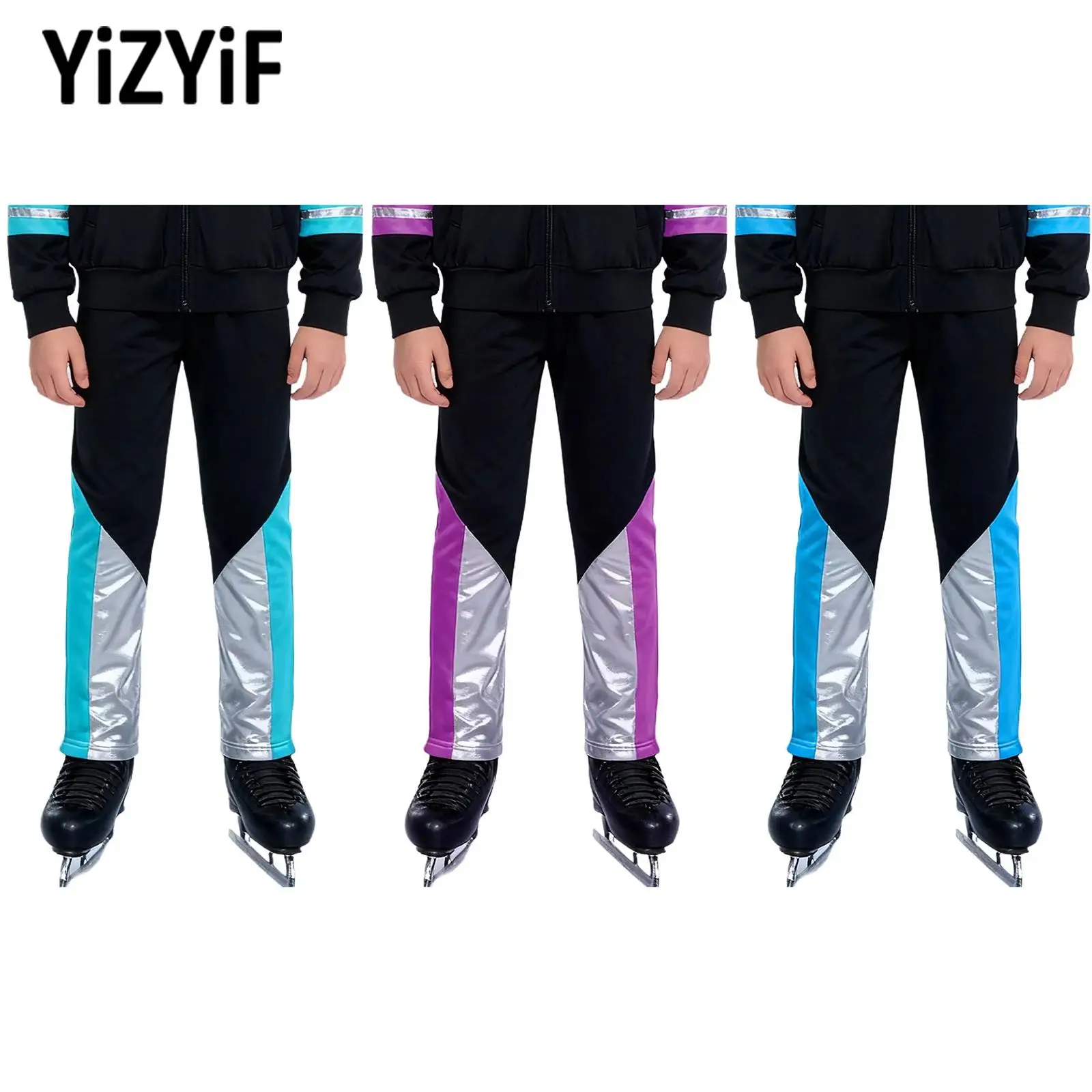 

Тренировочные брюки для фигурного катания на коньках для мальчиков, одежда для тренировок на подростках, одежда для соревнований, эластичные теплые тренировочные брюки на флисовой подкладке