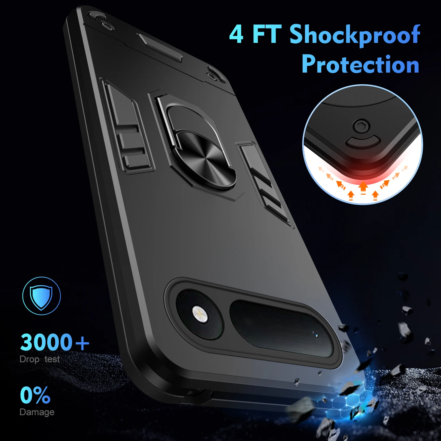 Rugged Armor Shockproof Phone Case For Tecno Spark 50 40 Go KM8 Infinix Hot 60i 5G Magnetic Metal Holder TPU Frame Plastic Cover
