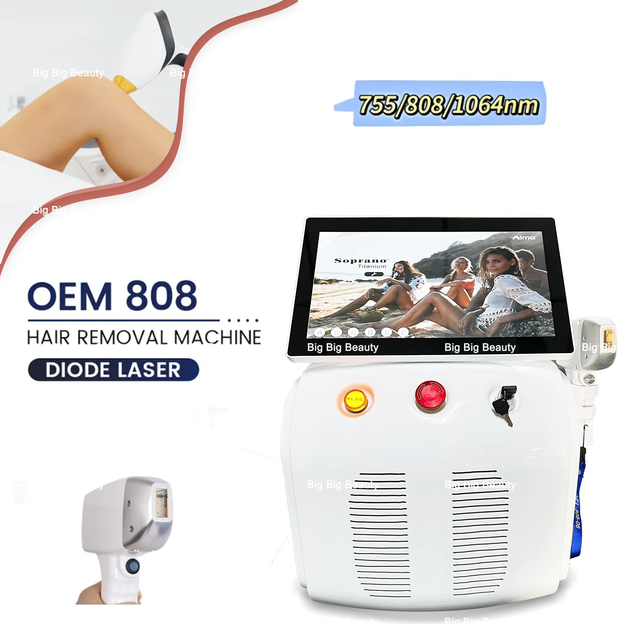 2024 Professional 808nm Diode Hair Removal Machine 808 755 1064 Permanent Hair Remover Equipment Painless Body Epilator Device