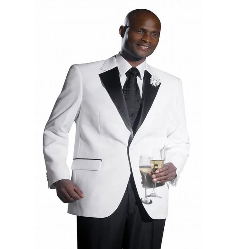 

Formal Wedding Men Suits Men's Notch Lapel Blazer One Button Jacket Black Pants Wedding Business Groom Dinner Tuxedos