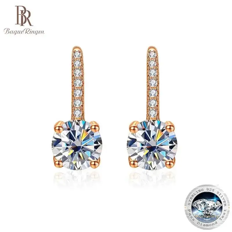 

Серьги-подвески из стерлингового серебра 925 пробы для женщин - серьги с муассанитом 2 карата: Изысканные и стильные украшения, идеально подходящие для повседневной носки