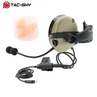TAC-SKY Tactical Headset ARC Rail Mount Silicone Ear Muffs Single Side Headset wiht U94 PTT For Baofeng UV5R UV82 Walkie Talkies