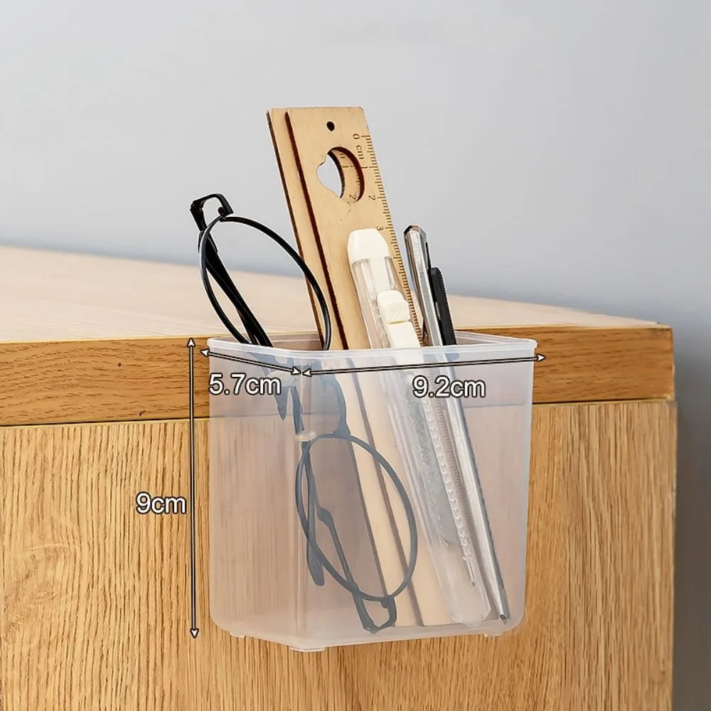 Transparent Wall Mount Pen Pencil Holder Multifunction Pen Stand Pencil Storage Box Self-adhesive Large Capacity