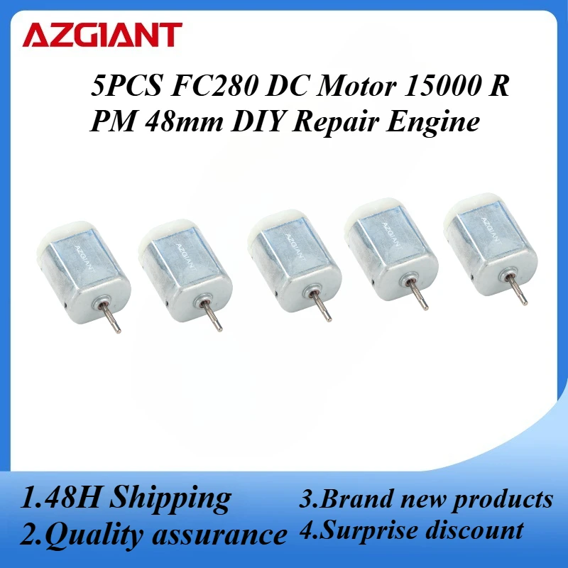 

5 шт. FC280 двигатель постоянного тока 15000 об/мин 48 мм DIY ремонт двигателя для замены автомобиля мощность OEM аксессуары обратное вращение игрушка высокое качество