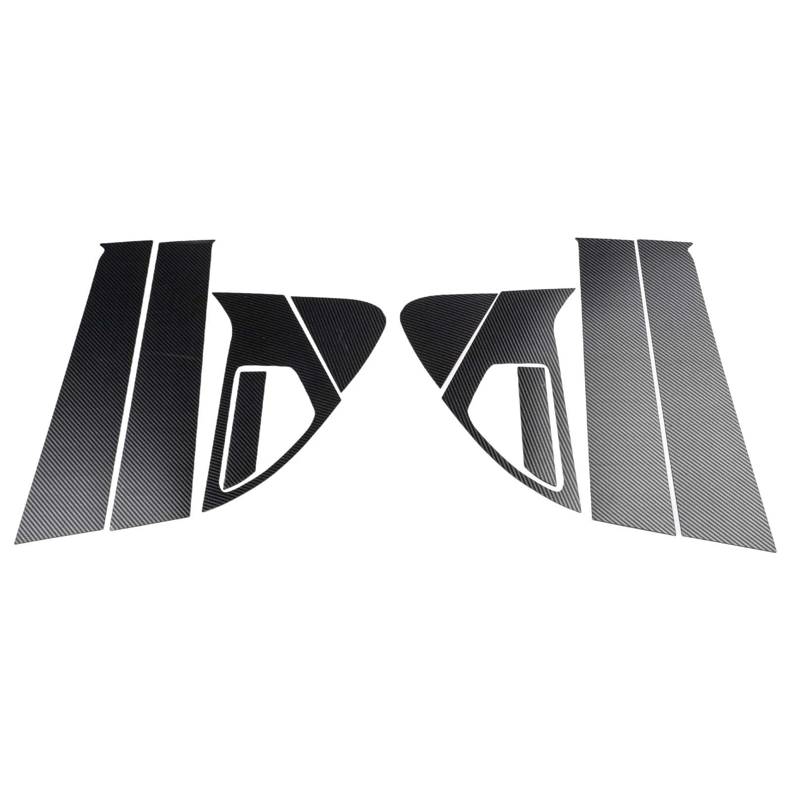 10Pcs Door Trims Glossy Black Car Window Trims Brand New Condition Carbon Fiber Appearance Carbon Fiber Look Easy Installation