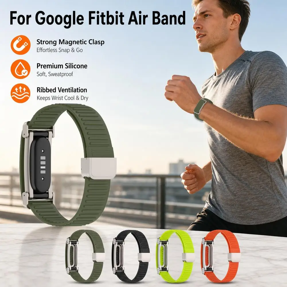 For Google Fitbit Air Silicone Band Bracelet High Elasticity Magnetic Buckle Silicone Strap Running Watch Replacement Part