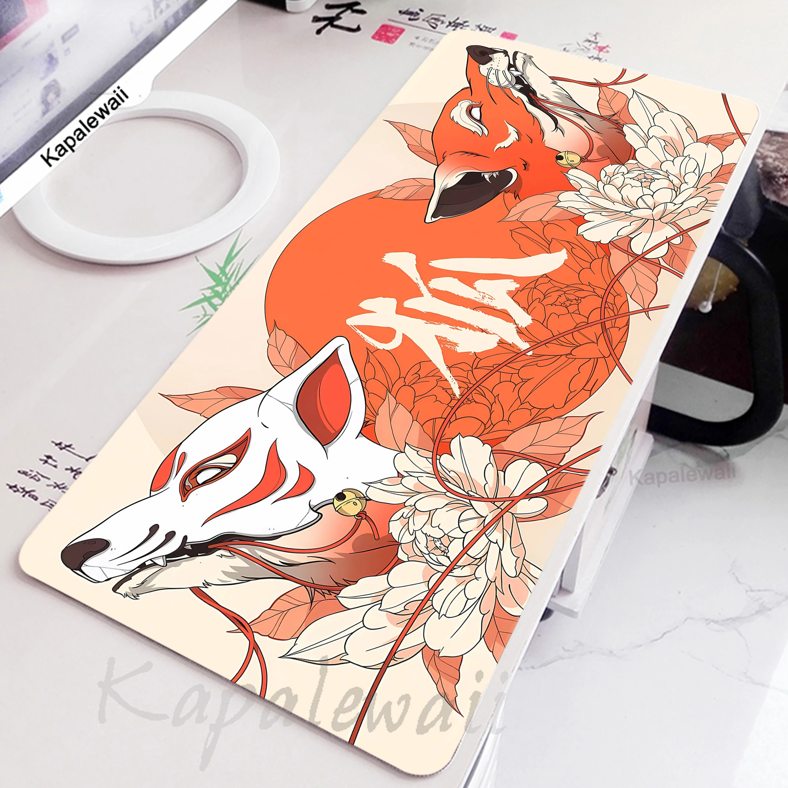 

Коврик для мыши в стиле аниме Fox Spirit, игровой коврик для мыши Gamer 900x400 XXL Mausemat, игровой коврик для мыши, настольные коврики, коврик для клавиатуры для геймера