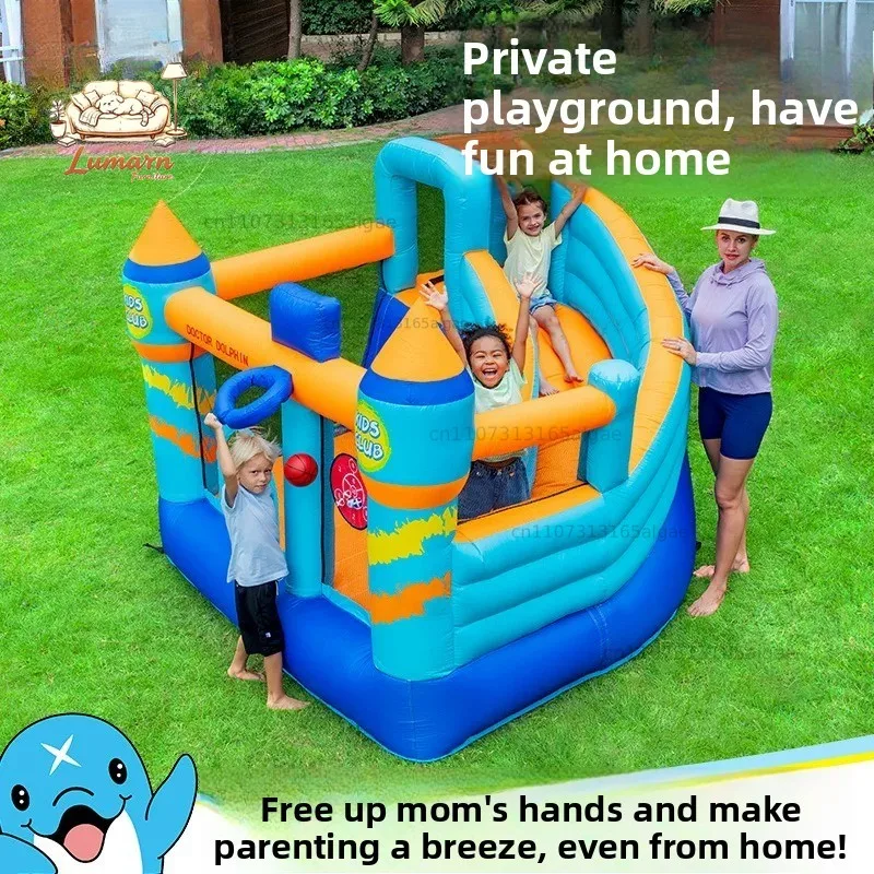 Household Small Children's Inflatable Castle Indoor and Outdoor Trampoline Slide Naughty Fort Toy Birthday Gift