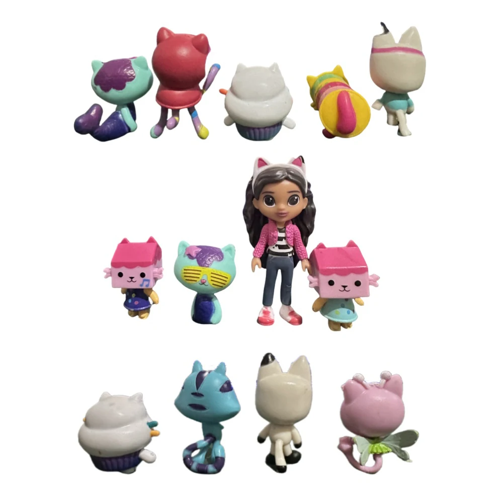 13pcs/set Gabby Dollhouse Mercat Cartoon for Capsule Doll Machine Smiling Car Hug Gaby Dolls action Figure Toy Kids Xmas Gifts