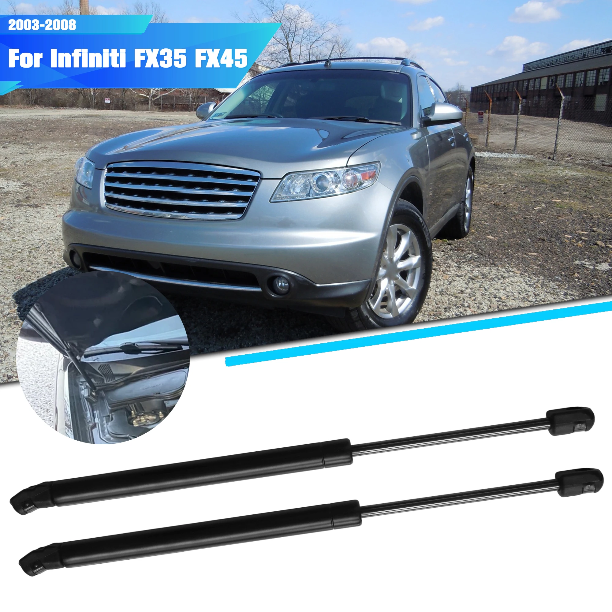

For Infiniti FX35 FX45 2003-2008 2Pcs Car Hood Gas Struts Front Hood Lift Support Struts