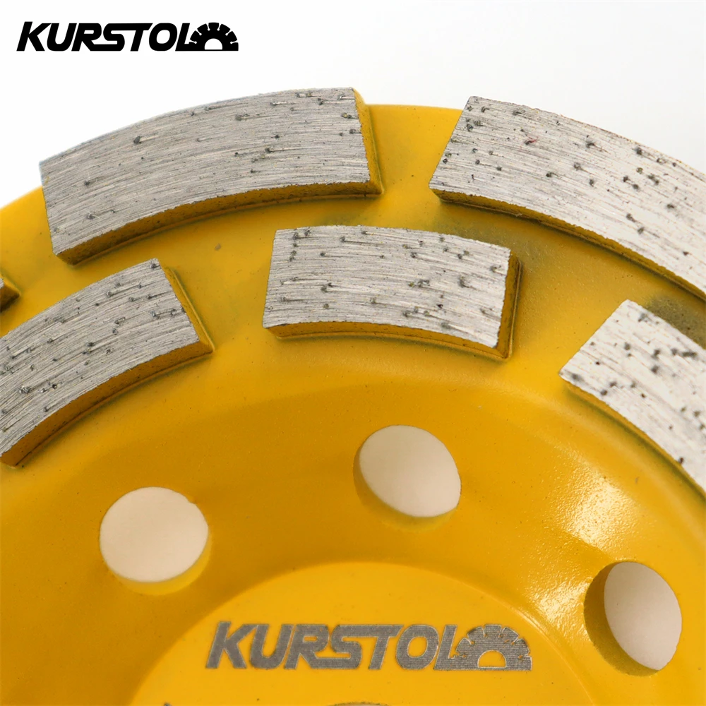 KURSTOL 180mm Diamond Double Row Grinding Cup Wheel 1pc Grinding Disc For Polishing Concrete Masonry Granite Marble 7inch