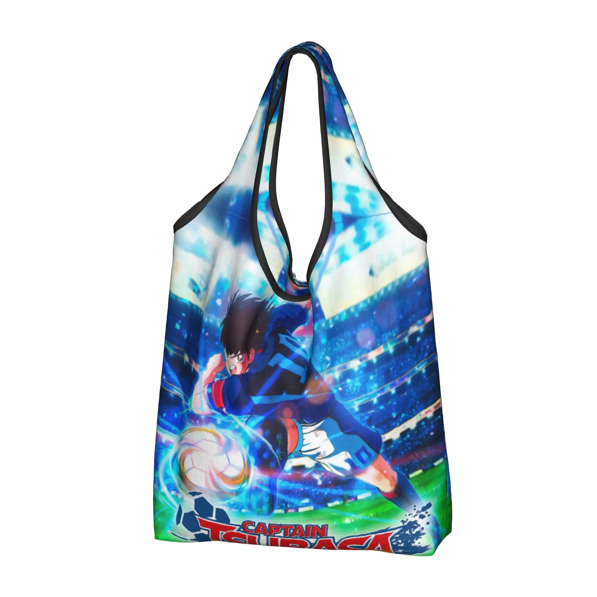 Captain Tsubasa Grocery Shopping Tote Bags Women Cute Japan Footballer Anime Manga Shoulder Shopper Bags Large Capacity Handbags